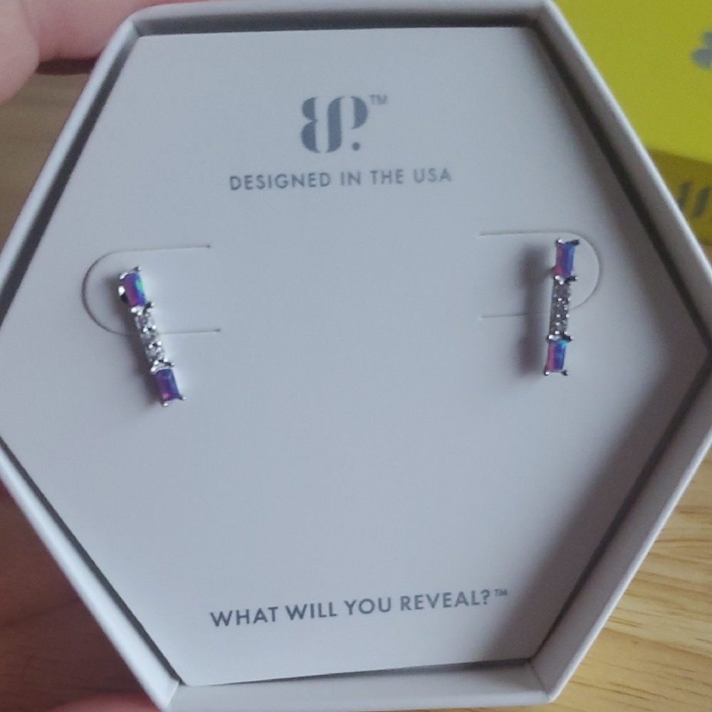 Purple and Silver Minimalist Stud Earrings